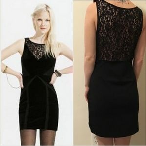 UO Ecote Velvet & Lace Bodycon Mini Dress Small